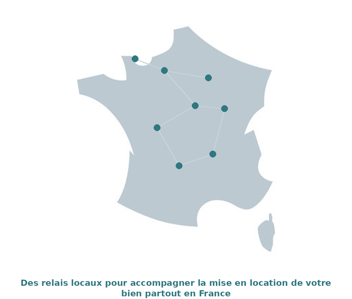 Carte de France stylisée avec partenaires locaux